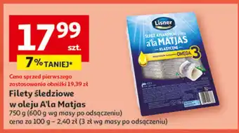 Auchan Filety śledziowe a'la matjas klasyczne Lisner oferta