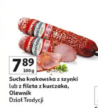 Auchan Kiełbasa krakowska sucha z fileta kurczaka Olewnik oferta