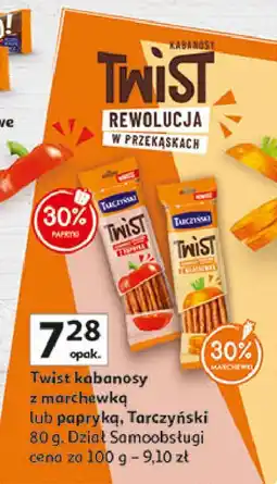 Auchan Kabanosy drobiowo- wieprzowe z marchewką Tarczyński Twist oferta