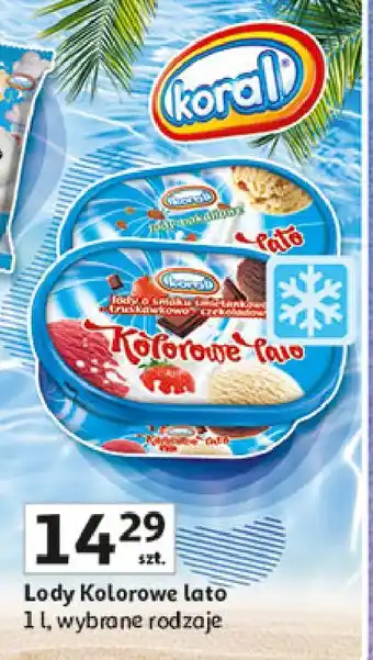 Auchan Lody śmietankowo-truskawkowo-czekoladowe Koral Kolorowe Lato oferta