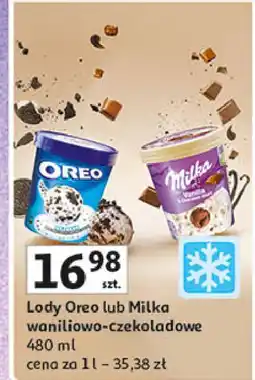 Auchan Lody waniliowe w czekoladzie hearts Milka Ice Cream oferta