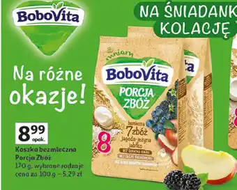 Auchan Kaszka bezmleczna 7 zbóż jagoda jeżyna jabłko Bobovita Porcja Zbóż oferta