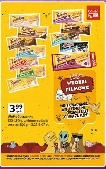 Auchan Wafle gofrowe wiśniowe Jutrzenka Familijne oferta