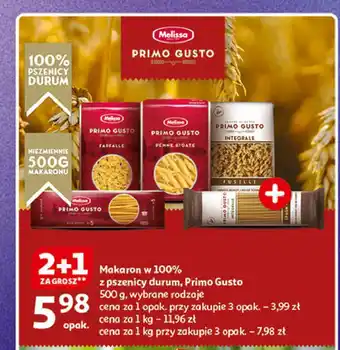 Auchan Makaron pełne ziarno spaghetti Melissa Primo Gusto oferta