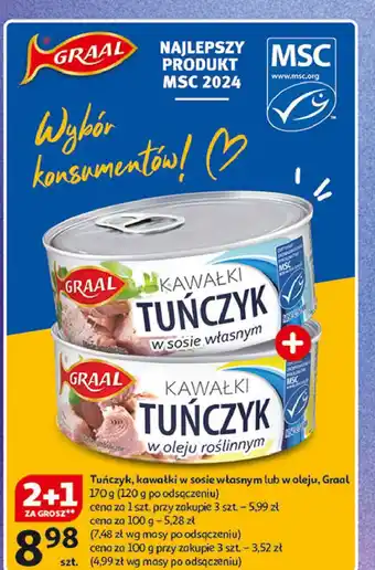 Auchan Tuńczyk kawałki w sosie własnym Graal oferta