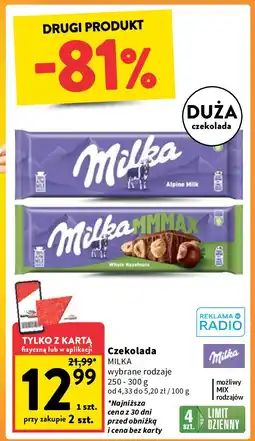 Intermarche Czekolada mleczna Milka Alpenmilch oferta