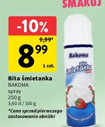 Intermarche Bita śmietana w sprayu Bakoma Śmietanka oferta