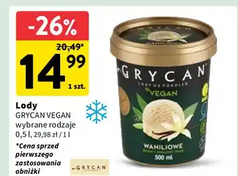 Intermarche Lody waniliowe Grycan Vegan oferta