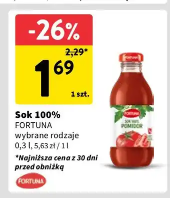 Intermarche Sok 100% pomidor Fortuna oferta