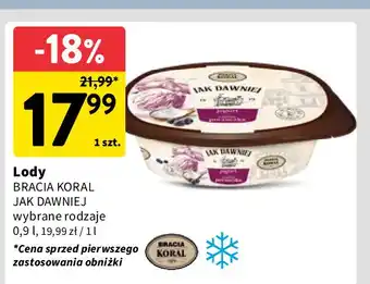 Intermarche Lody biszkoptowo- jagodowe z ciasteczkami i jagodami Bracia Koral Jak Dawniej oferta