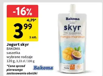 Intermarche Jogurt mango-marakuja saszetka Bakoma Skyr oferta