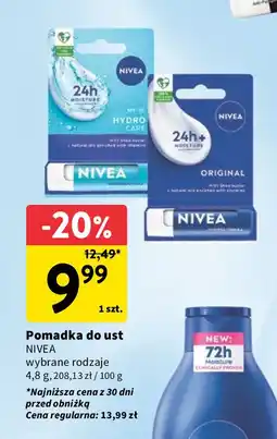 Intermarche Pomadka do ust hydro care Nivea 24H Melt-In Moisture oferta