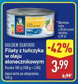 ALDI GOLDEN SEAFOOD Filety z tuńczyka w oleju słonecznikowym oferta