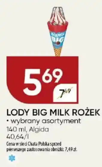 Chata Polska Lody big milk rożek algida oferta