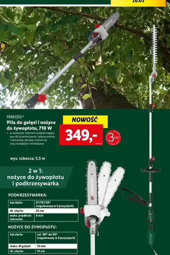 Lidl Piła do gałęzi i nożyce żywopołotu 710w Parkside oferta