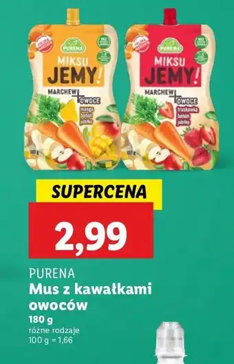 Lidl Mus truskawka- banan + płatki owsiane Purena Miksu Jemy! oferta