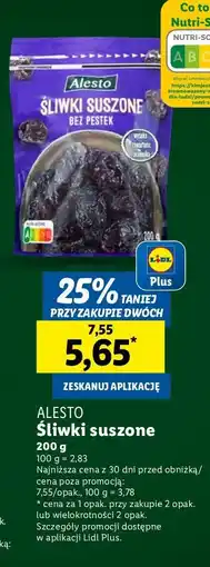 Lidl Sliwki suszone bez pestek Alesto oferta