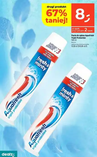 Dealz Pasta do zębów fresh & minty Aquafresh Triple Protection oferta