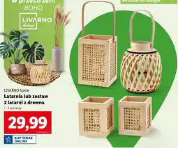 Lidl Latarnia lub zestaw 2 latarni z drewna Livarno Home oferta