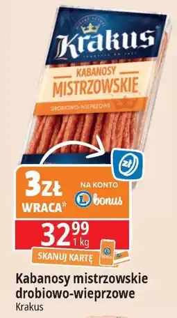 E.Leclerc Kabanosy mistrzowskie drobiowo-wieprzowe Krakus Animex oferta