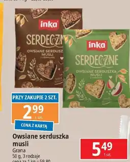 E.Leclerc Owsiane serduszka musli z jabłkiem Inka Serdeczne oferta