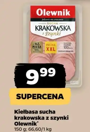 Netto Kiełbasa krakowska sucha z szynki Olewnik oferta