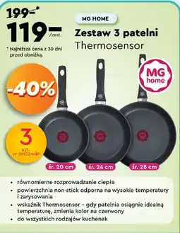 Biedronka MG HOME Zestaw 3 patelni Thermosensor oferta