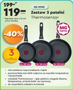 Biedronka MG HOME Zestaw 3 patelni Thermosensor oferta