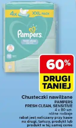 Carrefour Chusteczki nawilżane PAMPERS FRESH CLEAN, SENSITIVE oferta