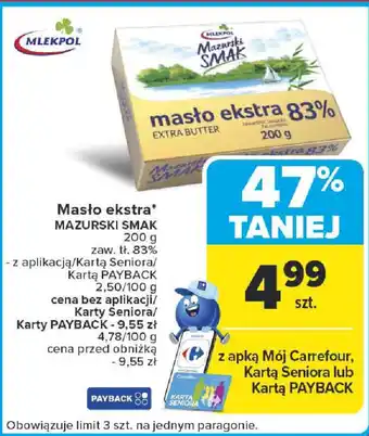 Carrefour Masło ekstra MAZURSKI SMAK oferta