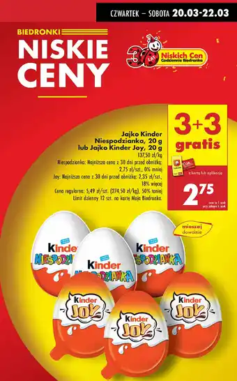 Biedronka Jajko z niespodzianką Kinder Joy oferta