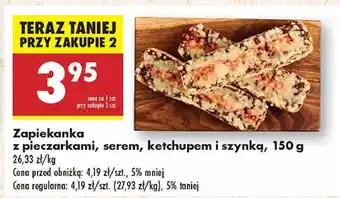 Biedronka Zapiekanka z pieczarkami serem ketchupem i szynką oferta