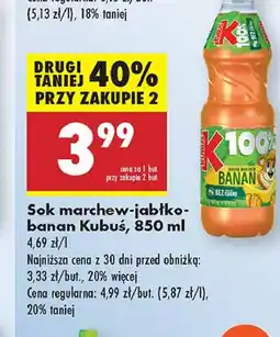 Biedronka Sok jabłko-banan-marchew Kubuś 100% oferta