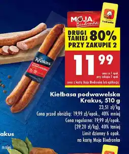 Biedronka Kiełbasa podwawelska Krakus Animex oferta