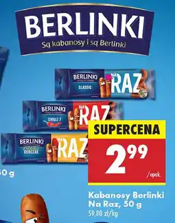 Biedronka Kabanosy chilli Morliny Berlinki Na Raz oferta