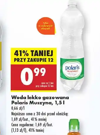 Biedronka Woda lekko gazowana Polaris Muszyński oferta