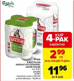 Carrefour Piwo KASZTELAN NIEPASTERYZOWANE, JASNE PEŁNE oferta