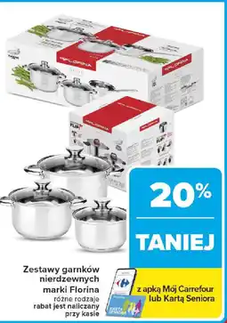 Carrefour Zestawy garnków nierdzewnych marki Florina oferta