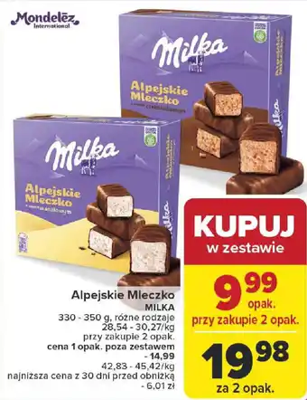 Carrefour Alpejskie Mleczko MILKA oferta