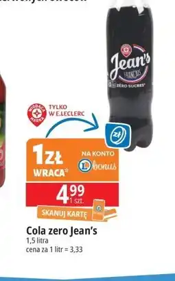 E.Leclerc Napój Wiodąca Marka Jean's Cola Zero oferta