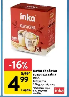 Intermarche Inka Rozpuszczalna kawa zbożowa klasyczna 150 g oferta