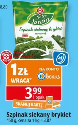 E.Leclerc Szpinak siekany brykiet Wiodąca Marka Notre Jardin oferta