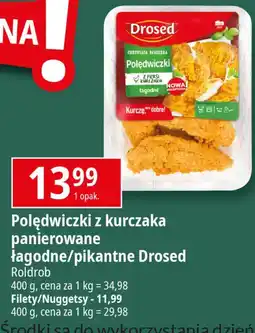 E.Leclerc Nuggetsy z piersi kurczaka łagodne chrupiąca panierka Drosed oferta