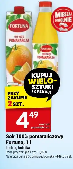 Twój Market Sok 100% pomarańczowy Fortuna oferta