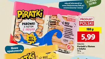 Lidl PIRATKI Parówki z filetem z indyka oferta