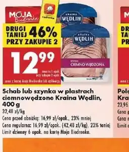 Biedronka Schab lub szynka w plastrach ciemnowędzone Kraina Wędlin oferta