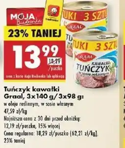 Biedronka Tuńczyk kawałki Graal oferta