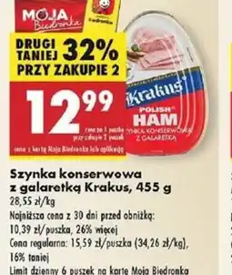 Biedronka Szynka konserwowa z galaretką Krakus oferta