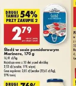 Biedronka Sledź w sosie pomidorowym Marinero oferta