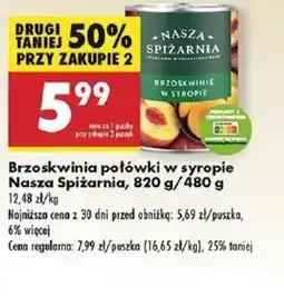 Biedronka Brzoskwinia połówki w syropie Nasza Spiżarnia oferta